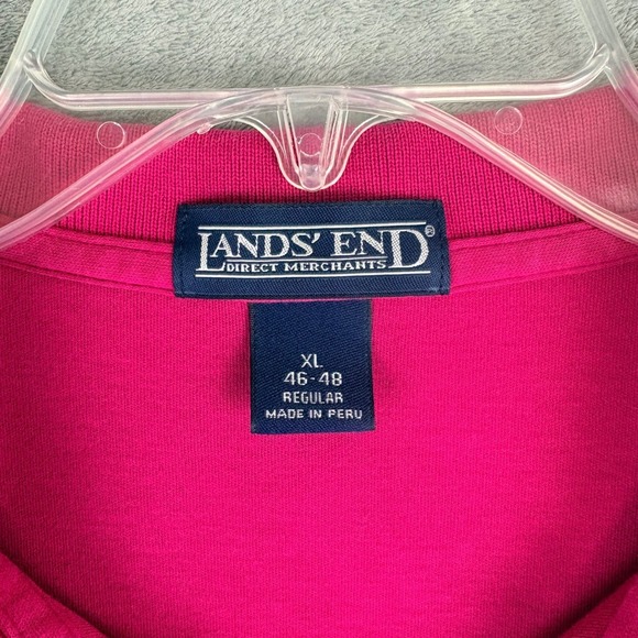 Lands End Mens XL Pink Polo Shirt Short Sleeve Collared Preppy Minimalist Casual - Picture 5 of 10